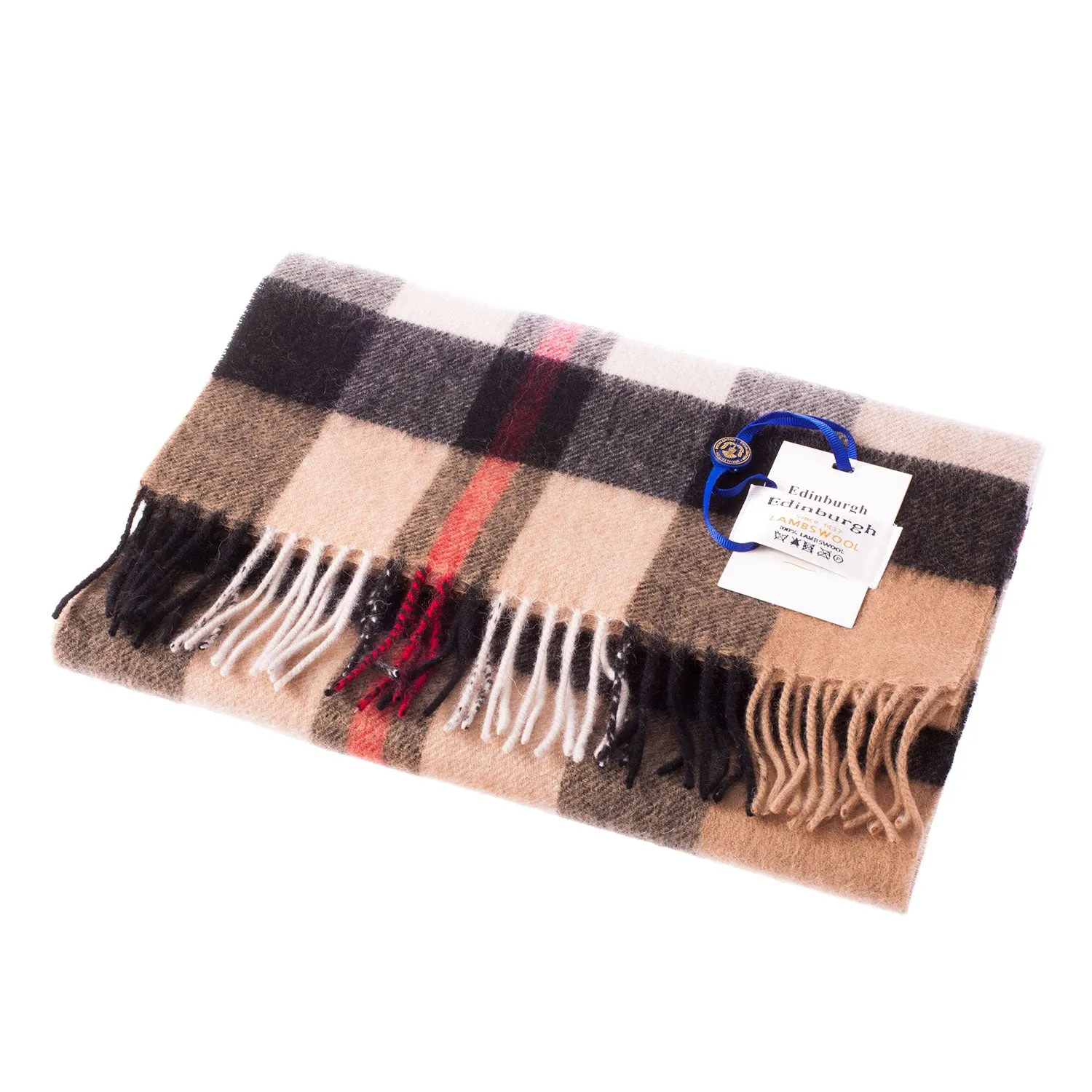 Edinburgh 100% Lambswool Scarf  Exploded Thomson Camel