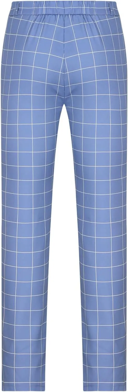 Fashion Plaid Printed Suit Trousers Men Slim Fit Button Zipper Dress Pants Casual Straight Leg Pants with Pockets