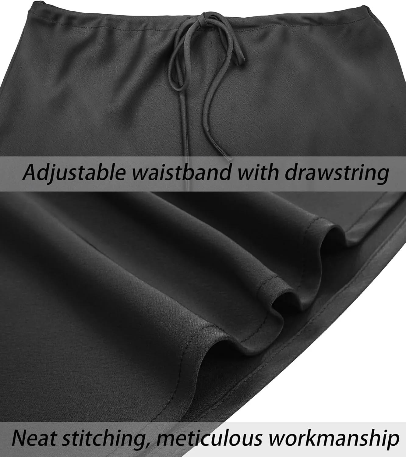 FEOYA Womens Satin Silky Maxi Skirt High Waist A Line Elegant Flowy Mermaid Hem Drawstring Wedding Party Club Spring Skirt