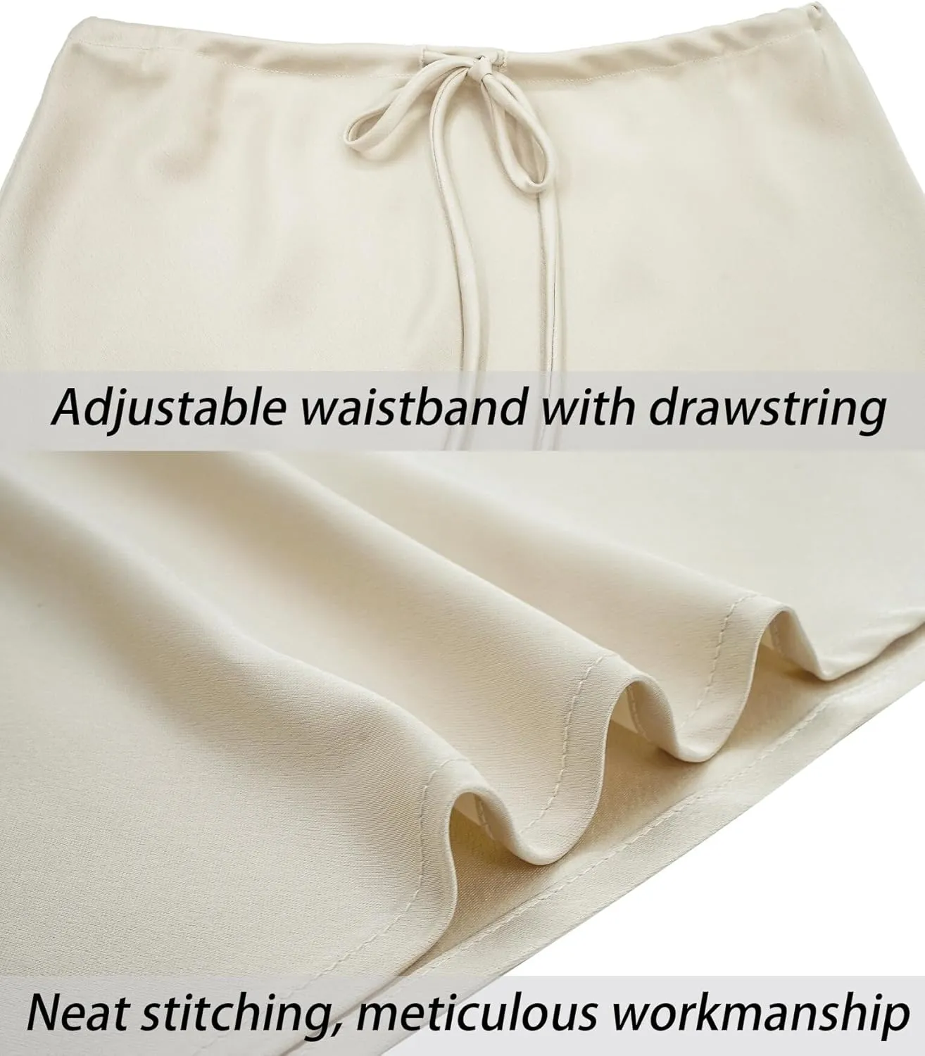 FEOYA Womens Satin Silky Maxi Skirt High Waist A Line Elegant Flowy Mermaid Hem Drawstring Wedding Party Club Spring Skirt