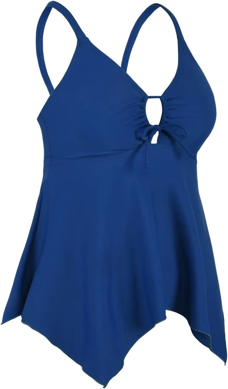 Firpearl Women's Tankini Swimsuits Modest Flowy Crossback Plus Size Bathing Suit Top