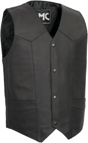 First Mfg Co - Top Shot - Men's Motorcycle Biker Riding Black Leather Vest