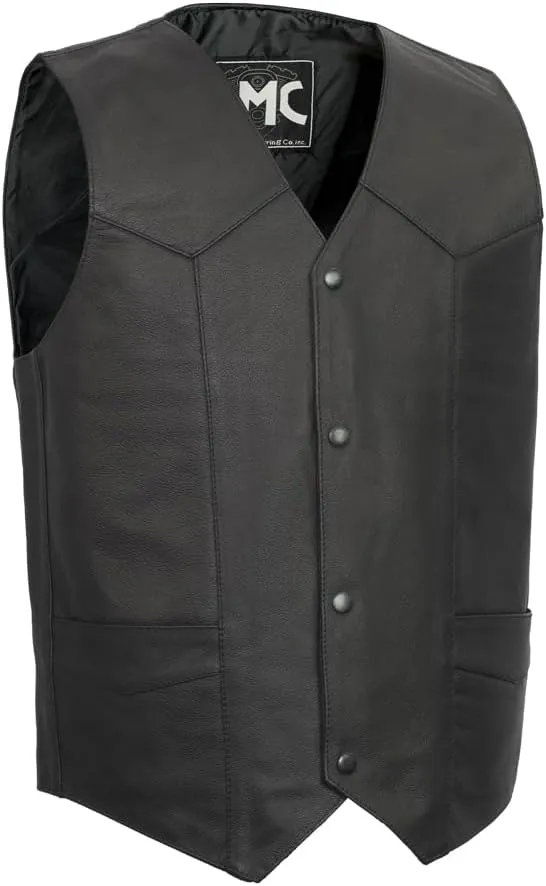First Mfg Co - Top Shot - Men's Motorcycle Biker Riding Black Leather Vest