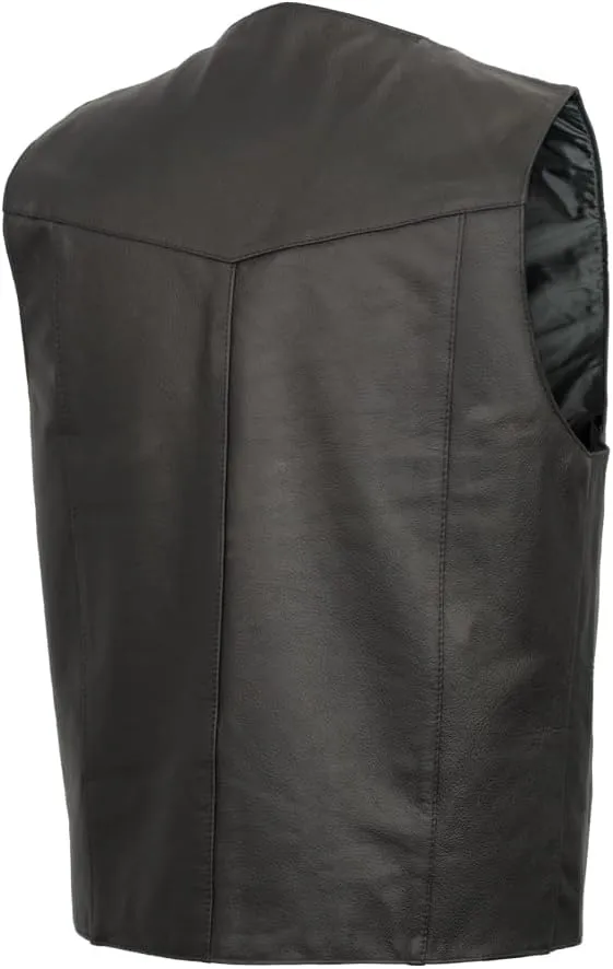 First Mfg Co - Top Shot - Men's Motorcycle Biker Riding Black Leather Vest