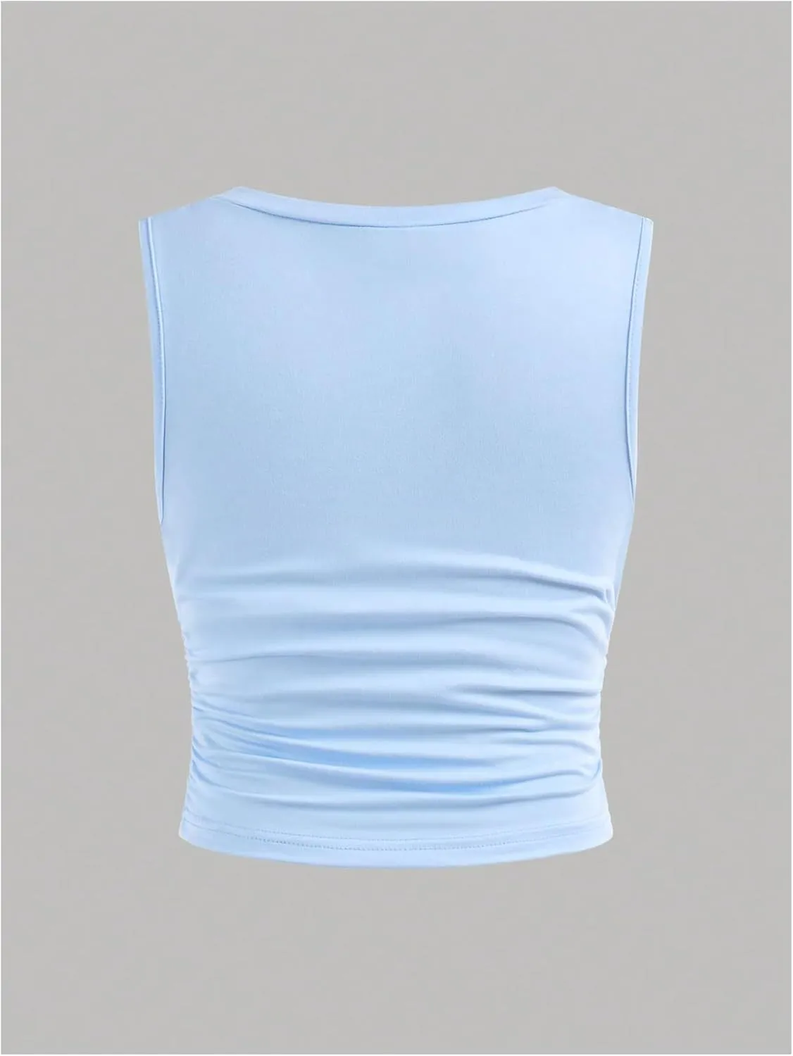 Floerns Girl's 2 Pcs Sleeveless Shirts Square Neck Solid Ruched Tank Top