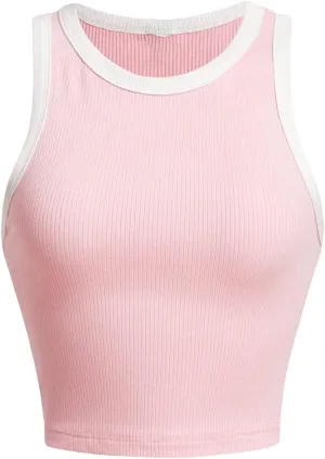 Floerns Women's Casual Sleeveless Camisole Scoop Neck Slim Fit Crop Tank Top