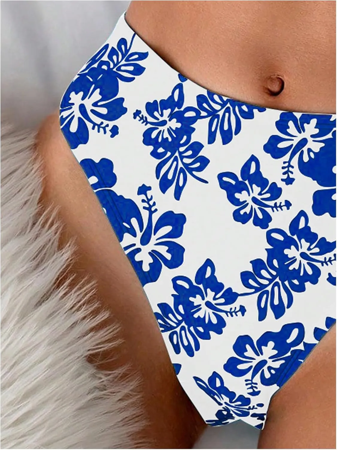 Floerns Women's Floral Print Halter Neck Tankini Top Two Piece Bathing Swimsuit