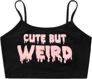 Floerns Women's Plus Size Graphic Print Spaghetti Strap Crop Cami Tank Top