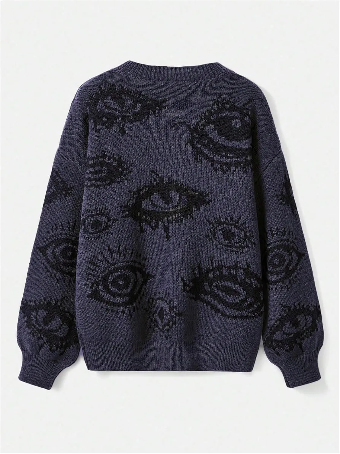 Floerns Women's Plus Size Grunge Punk Print Long Sleeve Pullover Sweater Top