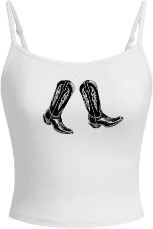 Floerns Women's Plus Size Skull Print Camisole Spaghetti Strap Crop Cami Top