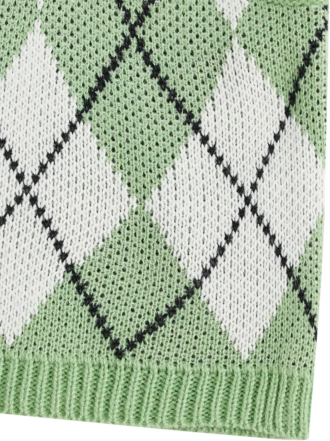 Floerns Women's Sleeveless Round Neck Argyle Pattern Sweater Vest Knit Crop Top