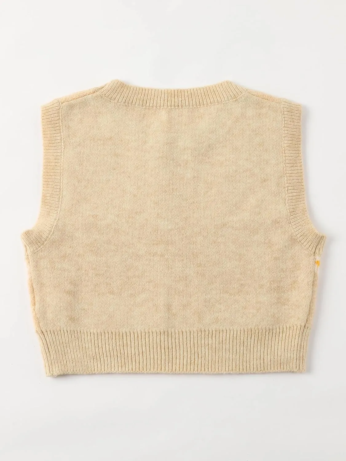 Floerns Women's Sleeveless Round Neck Argyle Pattern Sweater Vest Knit Crop Top