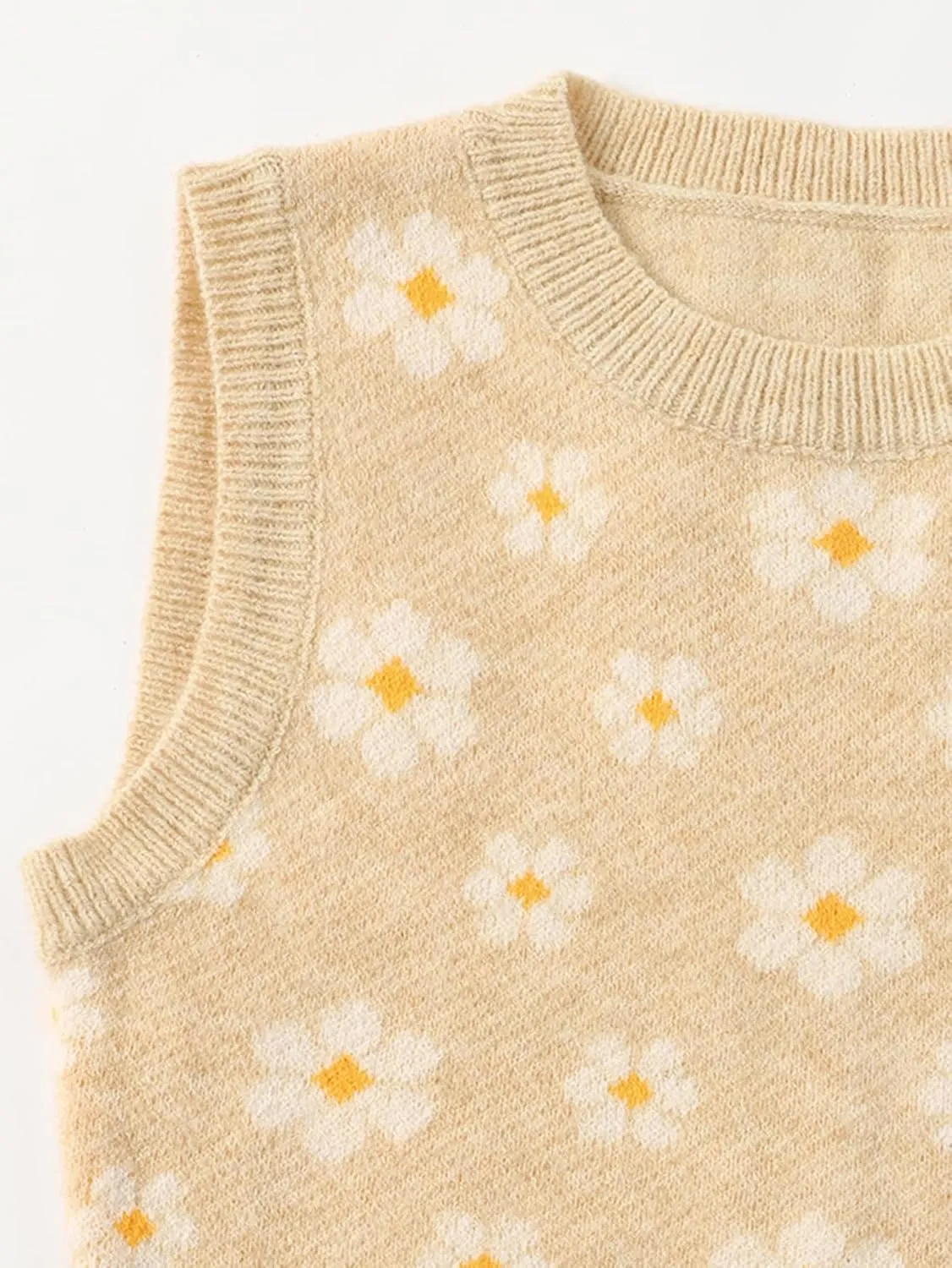 Floerns Women's Sleeveless Round Neck Argyle Pattern Sweater Vest Knit Crop Top