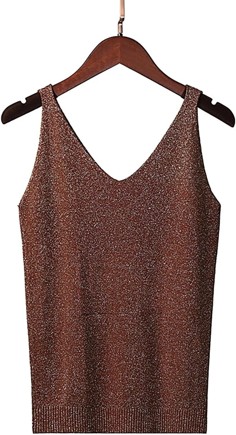 Formal Tops for Women Evening V Neck Sleeveless Glitter Tank Stylish Comfy Cute Party Club Western Shirts for Women