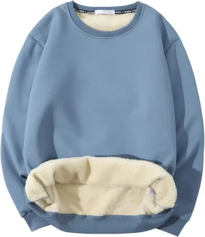 Gihuo Men's Crewneck Sweatshirt Winter Warm Sherpa Lined Pullover Fleece Top Sweatshirt