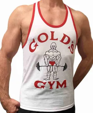 Gold's Gym Tank Top Ringer - Official Licensed - RT-2 (XXL, White/Red)