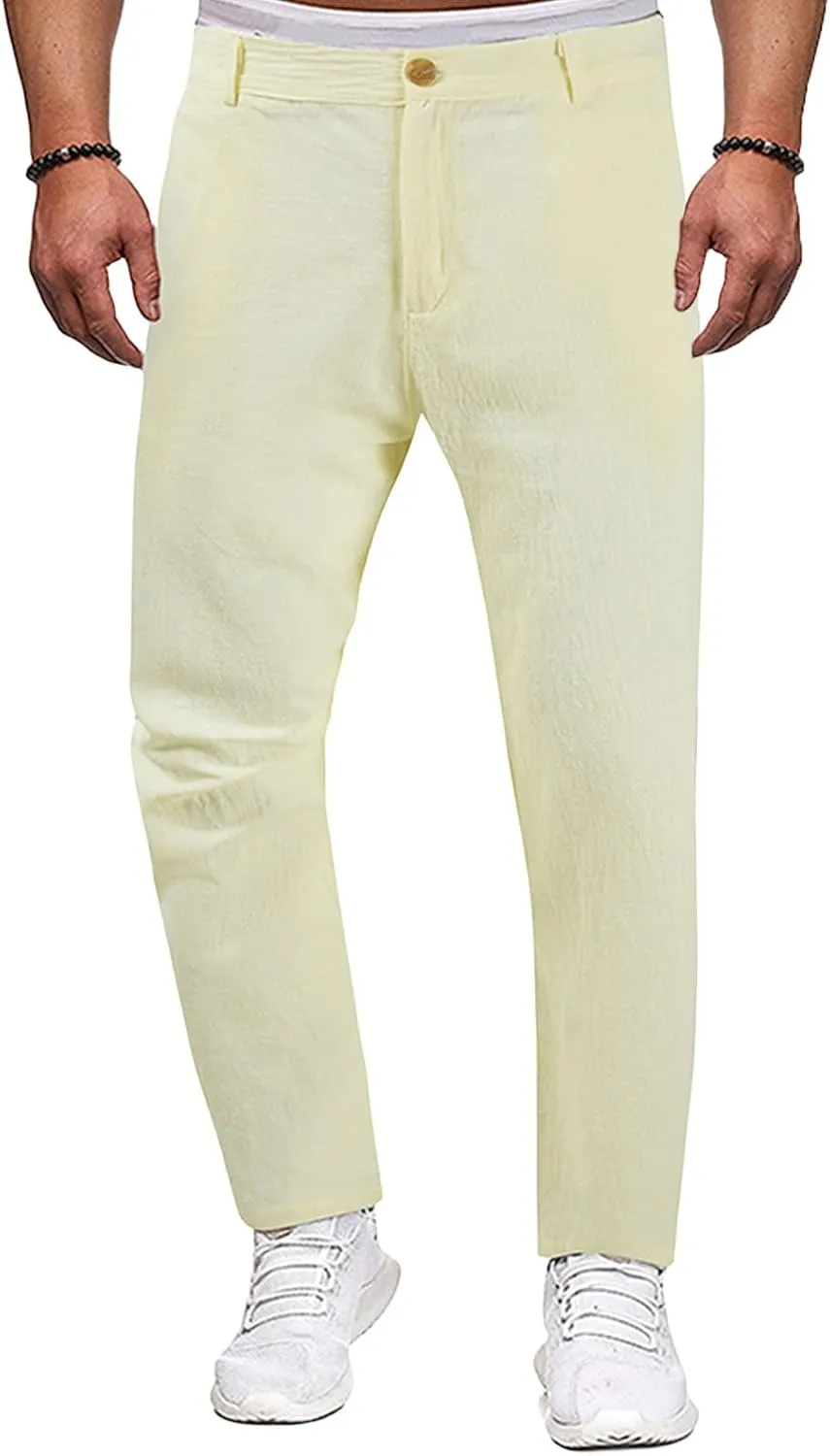 Golf Pants Men Lightweight Casual Pant Button Stretch Pleated Slacks Chino Pant Summer Beach Vacation Vintage Trousers