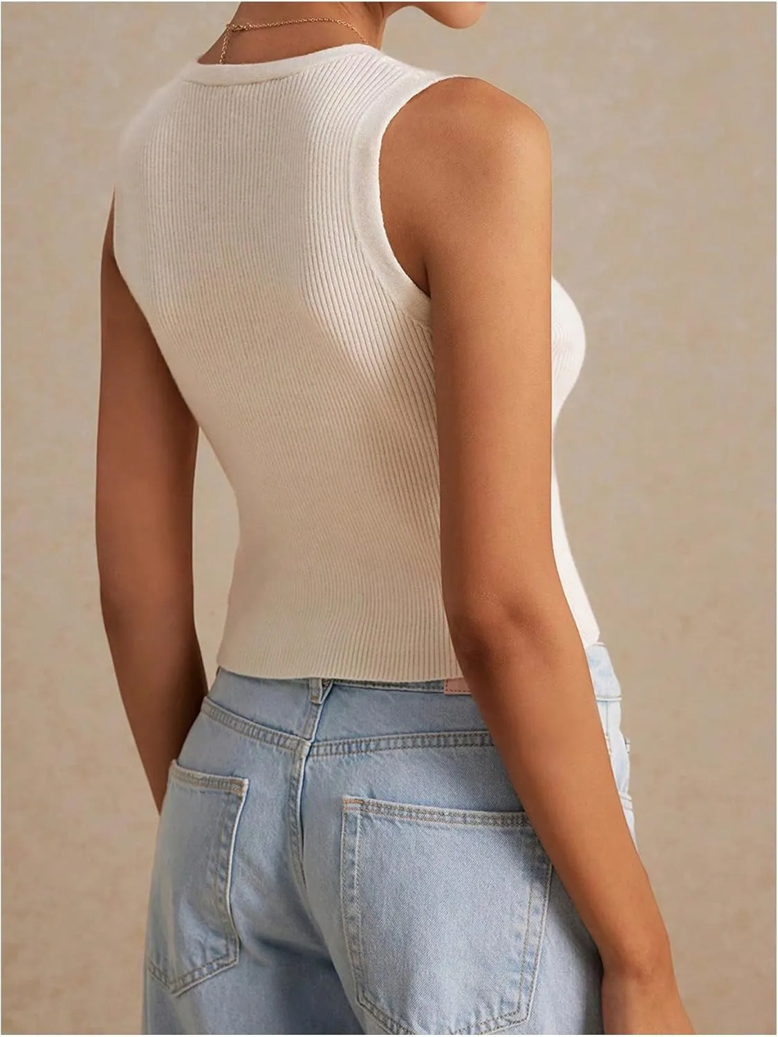 GORGLITTER Women's Knit Top V Neck Sleeveless Button Down Sweater Vest