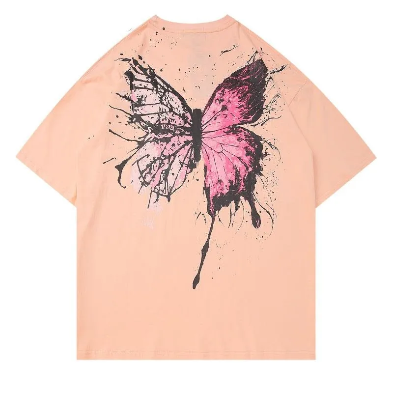 Graffiti Butterfly Print T-shirts