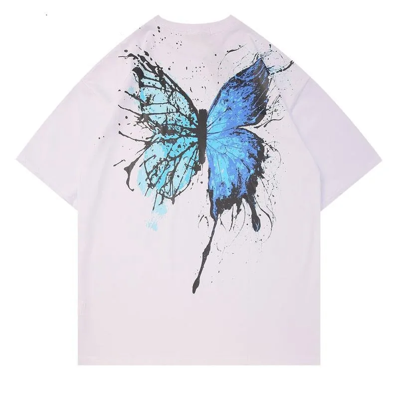 Graffiti Butterfly Print T-shirts