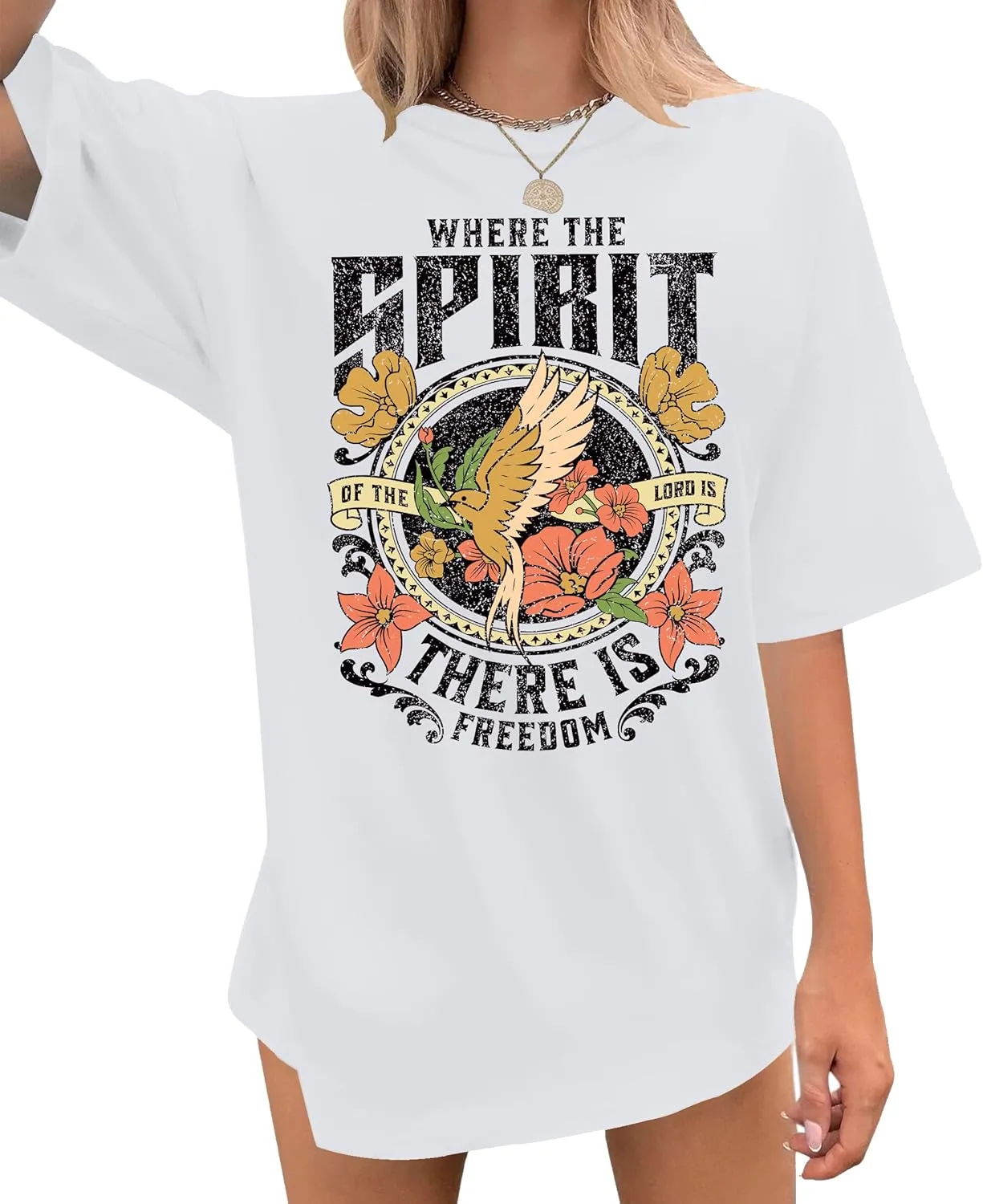 Graphic Shirts for Women Oversized Tshirt Flower Graphic Tee Boho Wildflower Christian Casual Summer Tops