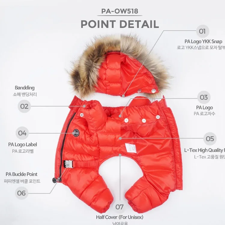 grey love down padded snowsuit