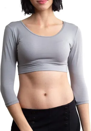 HALFTEE 3/4 Sleeve Layering Tee | Demi Cami for Women & Teens | Cute Crop Top | XS-6X