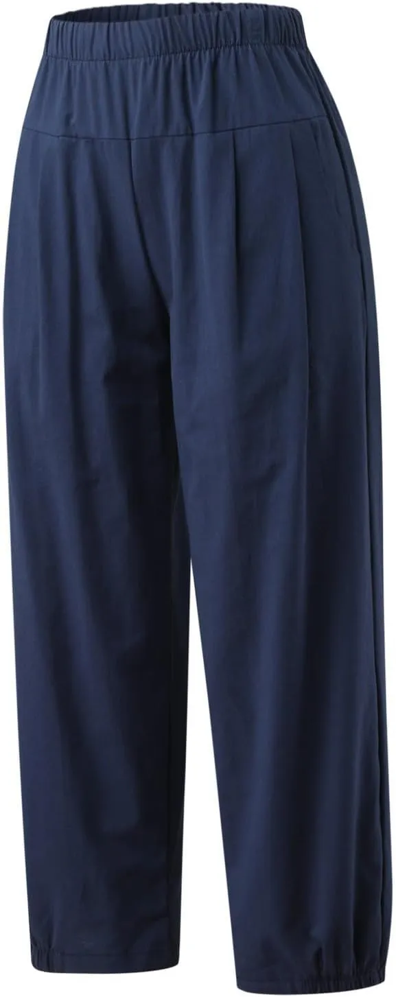 Harem Pants for Women Cotton Linen Capri Pants Summer Casual High Waist Plus Size Bohemian Yoga Lounge Beach Pants