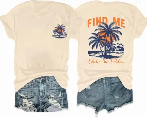 Hawaiian Shirts Womens Beach Tropical Palm Trees Graphic Tshirt Summer Vacation Short Sleeve Tee Tops