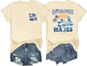 Hawaiian Shirts Womens Beach Tropical Palm Trees Graphic Tshirt Summer Vacation Short Sleeve Tee Tops