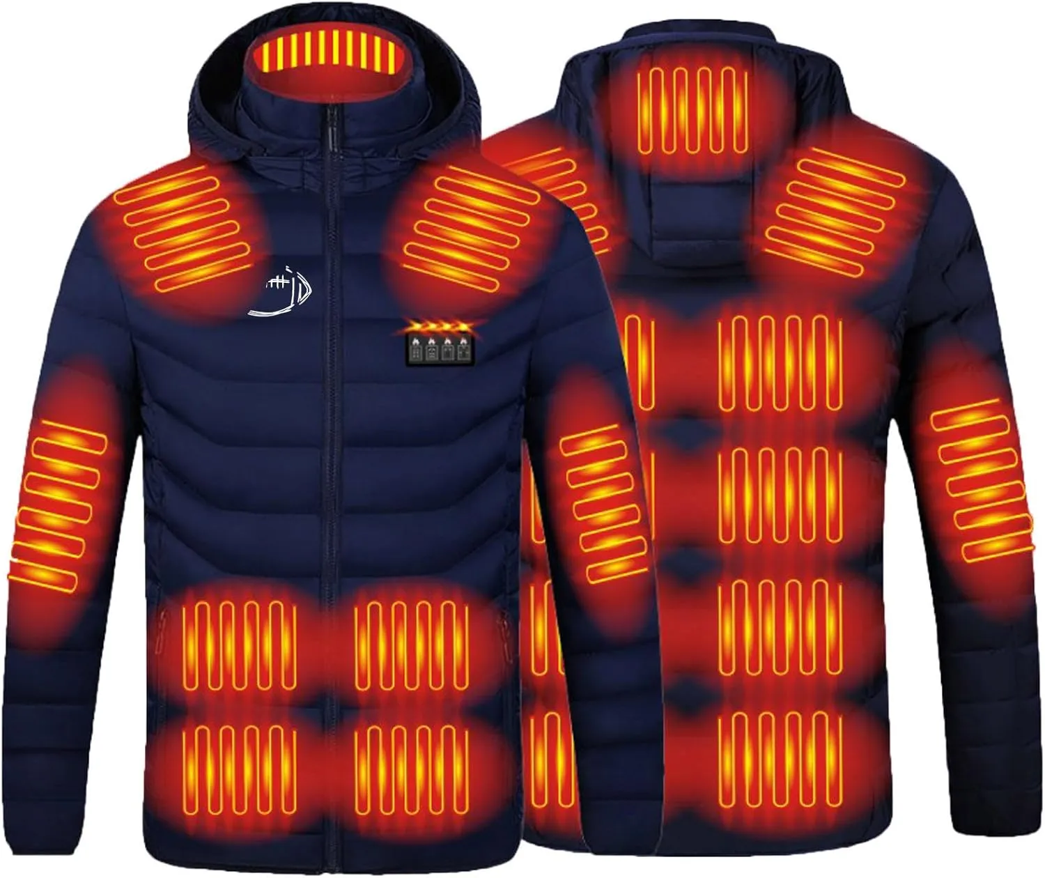 Heated Jacket for Men Women with Hood Winter Heated Hoodie Windproof Coat USB Charging Body Warmer 19 Zones Unisex