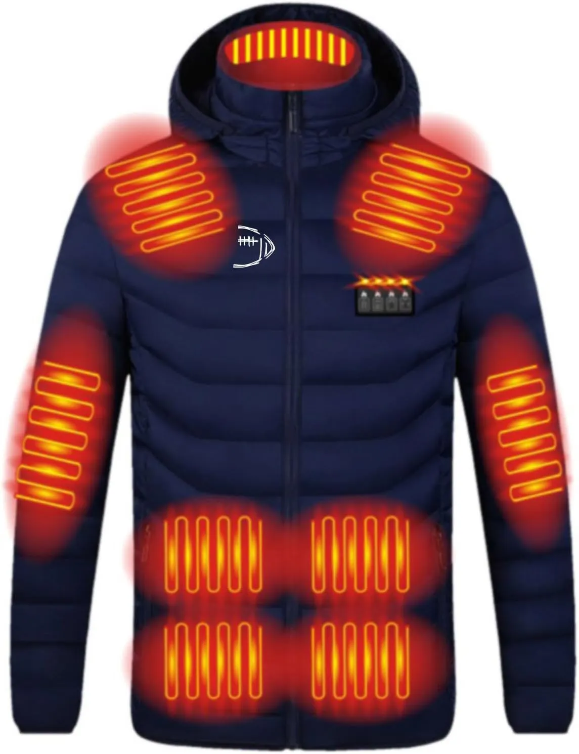 Heated Jacket for Men Women with Hood Winter Heated Hoodie Windproof Coat USB Charging Body Warmer 19 Zones Unisex