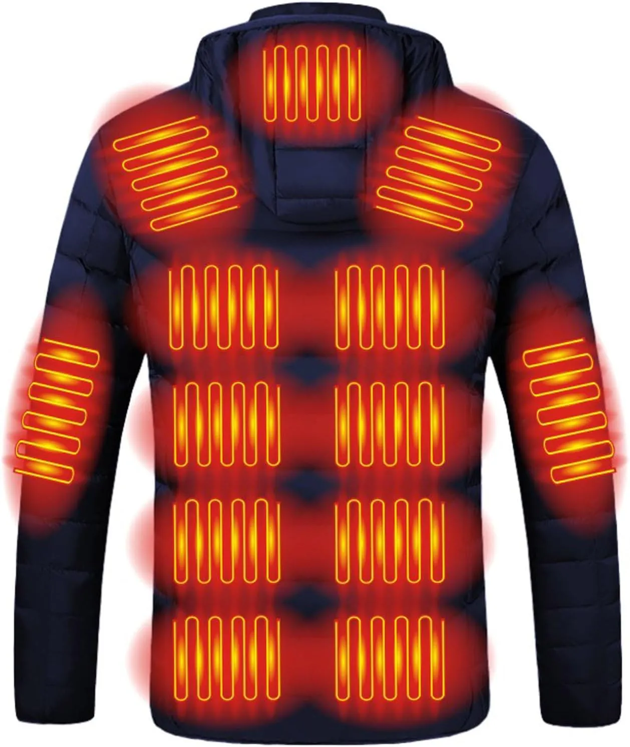 Heated Jacket for Men Women with Hood Winter Heated Hoodie Windproof Coat USB Charging Body Warmer 19 Zones Unisex