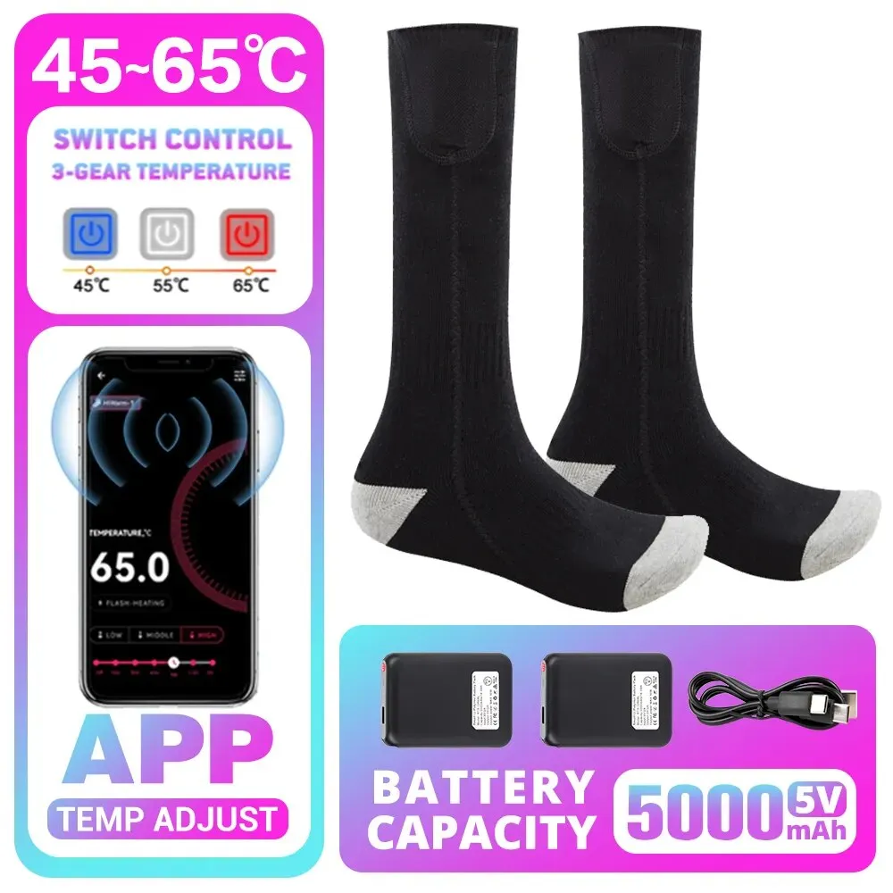 Heated Socks Winter Warm Snowmobile Skiing Heated Socks Rechargeable Outdoor Sport Thermal Heated Foot Warmer Ski Sports