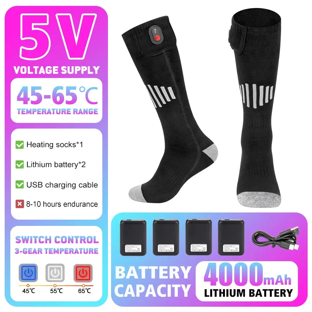 Heated Socks Winter Warm Snowmobile Skiing Heated Socks Rechargeable Outdoor Sport Thermal Heated Foot Warmer Ski Sports