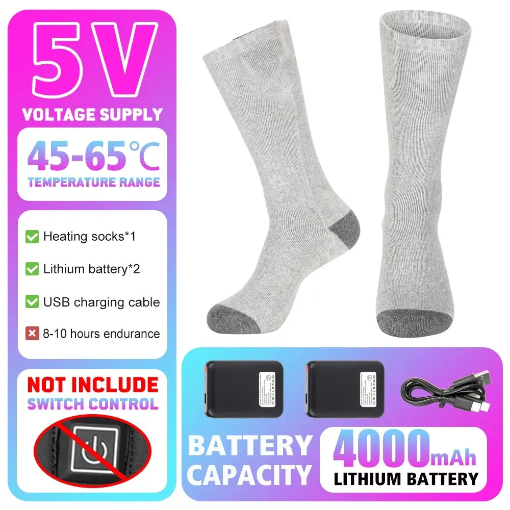 Heated Socks Winter Warm Snowmobile Skiing Heated Socks Rechargeable Outdoor Sport Thermal Heated Foot Warmer Ski Sports