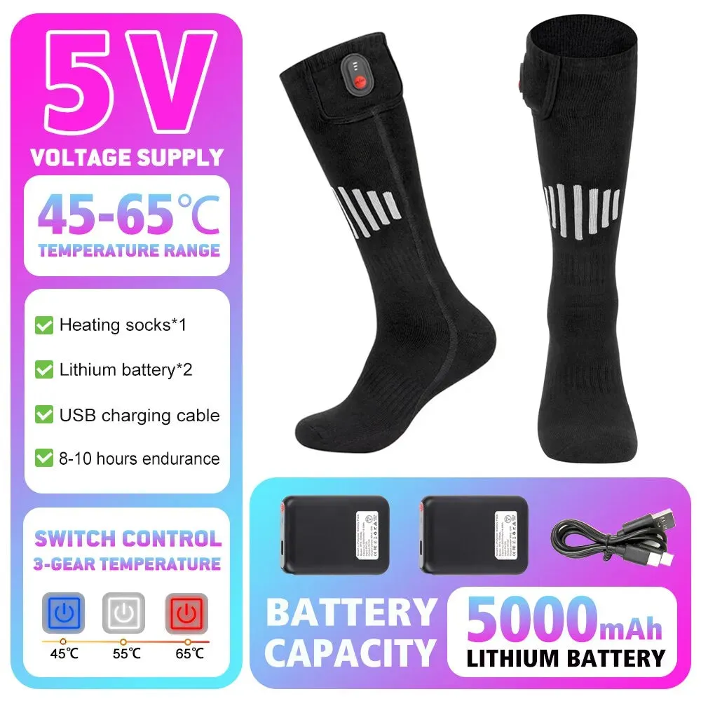 Heated Socks Winter Warm Snowmobile Skiing Heated Socks Rechargeable Outdoor Sport Thermal Heated Foot Warmer Ski Sports