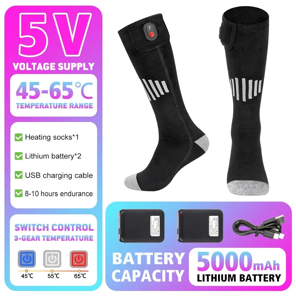 Heated Socks Winter Warm Snowmobile Skiing Heated Socks Rechargeable Outdoor Sport Thermal Heated Foot Warmer Ski Sports