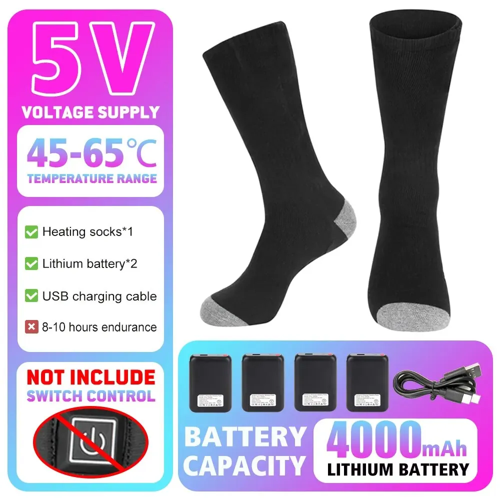 Heated Socks Winter Warm Snowmobile Skiing Heated Socks Rechargeable Outdoor Sport Thermal Heated Foot Warmer Ski Sports