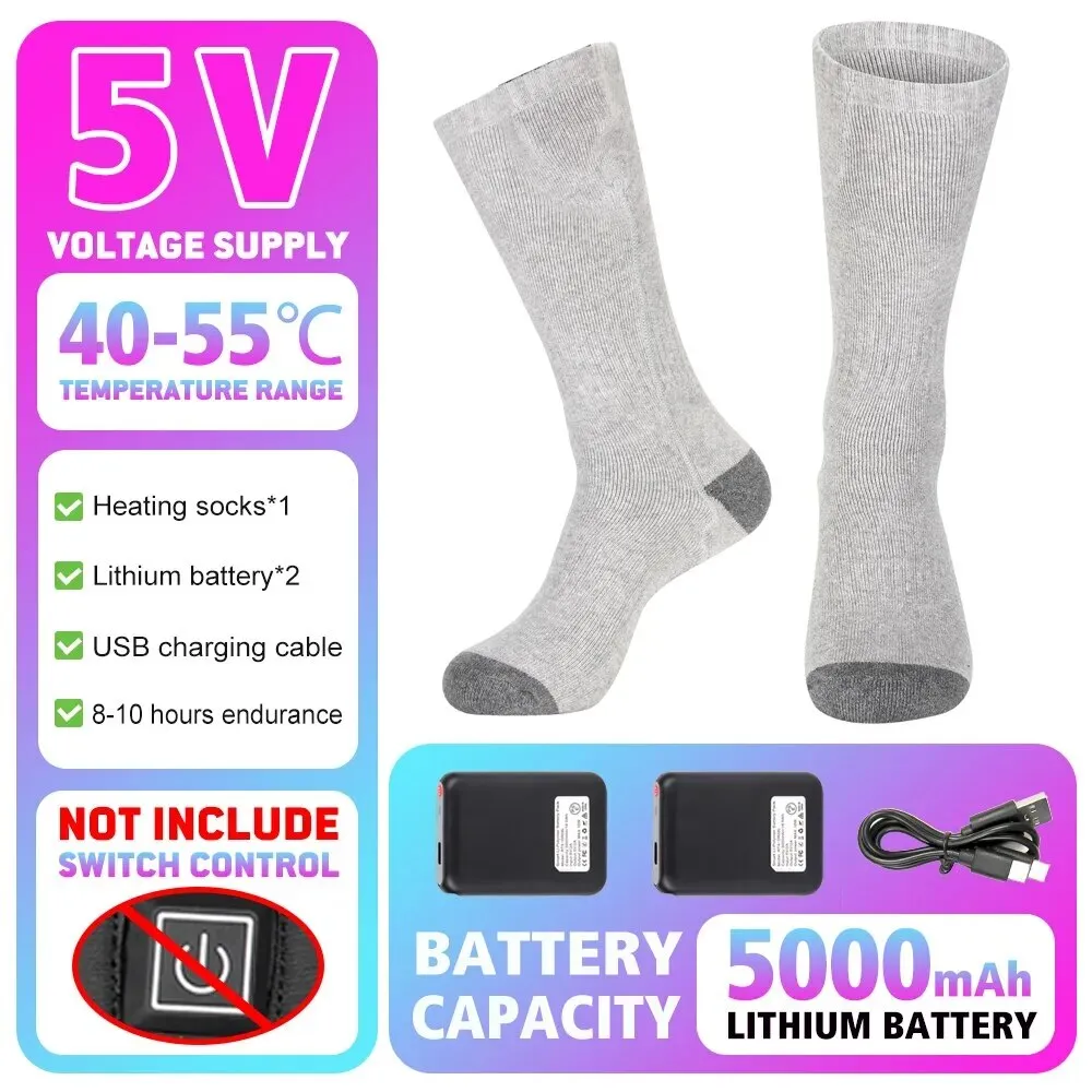 Heated Socks Winter Warm Snowmobile Skiing Heated Socks Rechargeable Outdoor Sport Thermal Heated Foot Warmer Ski Sports