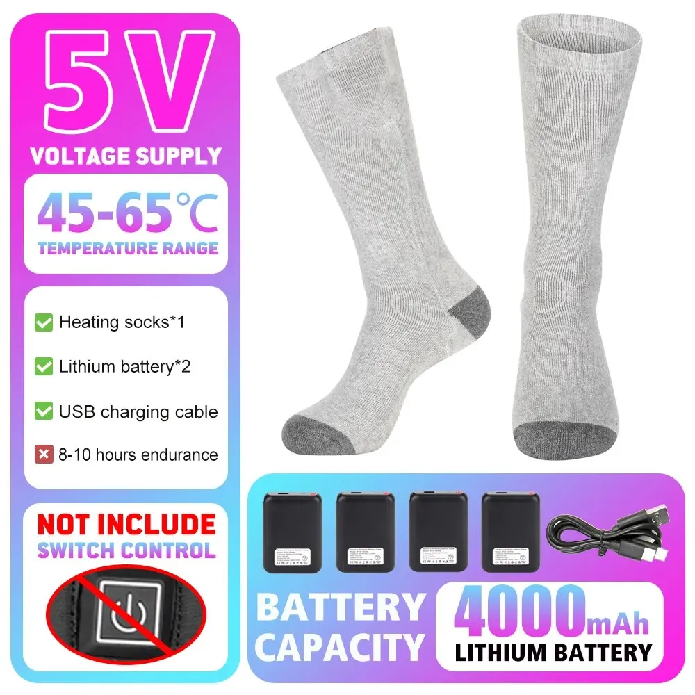 Heated Socks Winter Warm Snowmobile Skiing Heated Socks Rechargeable Outdoor Sport Thermal Heated Foot Warmer Ski Sports