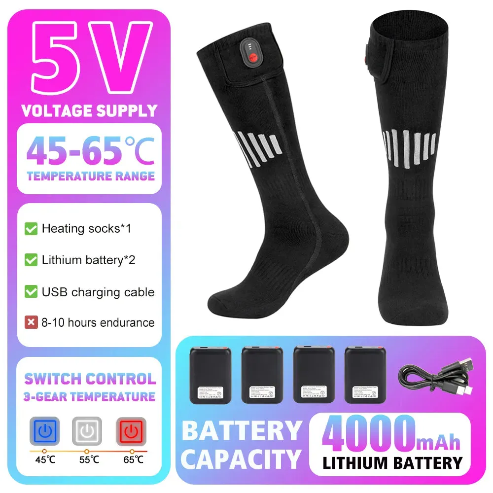Heated Socks Winter Warm Snowmobile Skiing Heated Socks Rechargeable Outdoor Sport Thermal Heated Foot Warmer Ski Sports