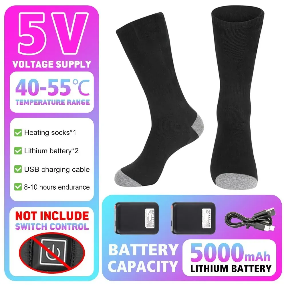 Heated Socks Winter Warm Snowmobile Skiing Heated Socks Rechargeable Outdoor Sport Thermal Heated Foot Warmer Ski Sports