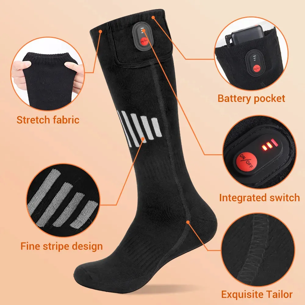 Heated Socks Winter Warm Snowmobile Skiing Heated Socks Rechargeable Outdoor Sport Thermal Heated Foot Warmer Ski Sports