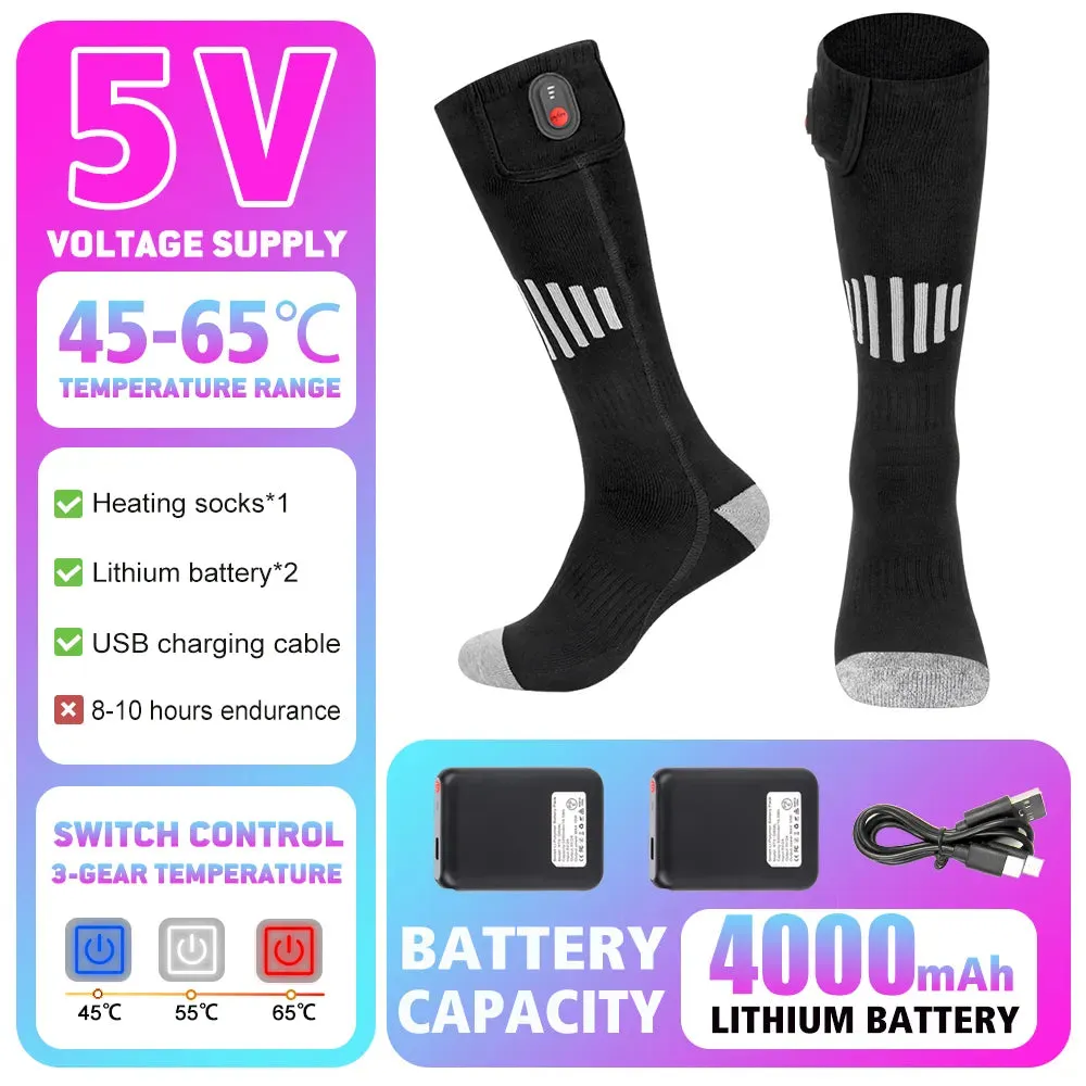Heated Socks Winter Warm Snowmobile Skiing Heated Socks Rechargeable Outdoor Sport Thermal Heated Foot Warmer Ski Sports