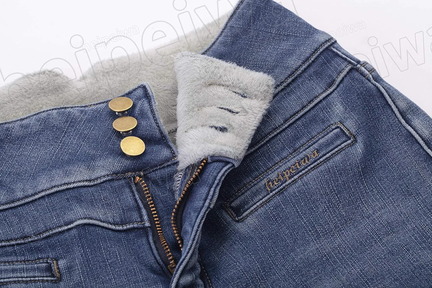 heipeiwa Women's Fleece Lined Jeans Winter Thermal Warm Denim Pants High Waisted Skinny Flannel Lined Jeans