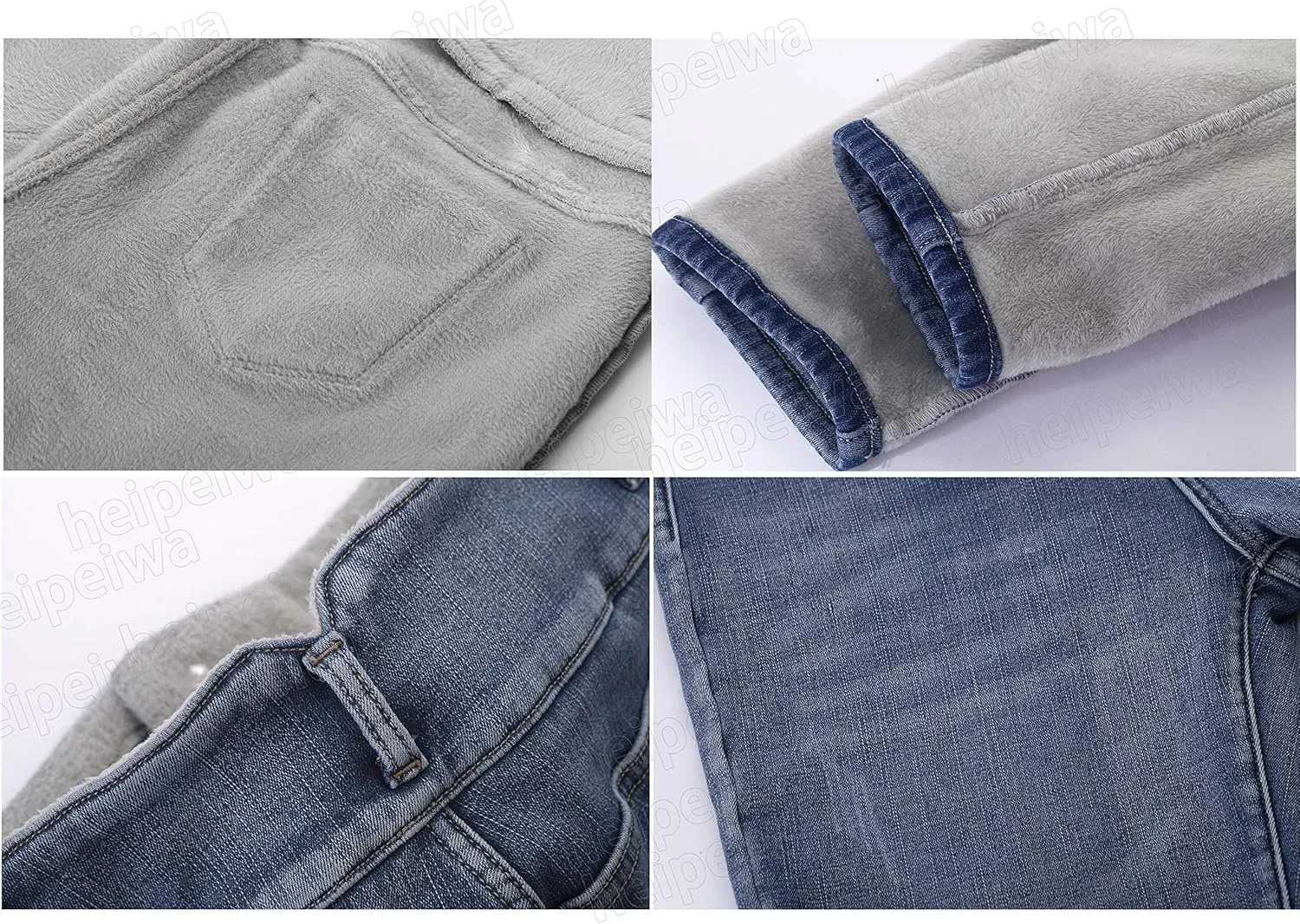 heipeiwa Women's Fleece Lined Jeans Winter Thermal Warm Denim Pants High Waisted Skinny Flannel Lined Jeans
