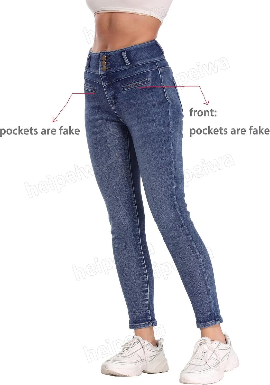 heipeiwa Women's Fleece Lined Jeans Winter Thermal Warm Denim Pants High Waisted Skinny Flannel Lined Jeans