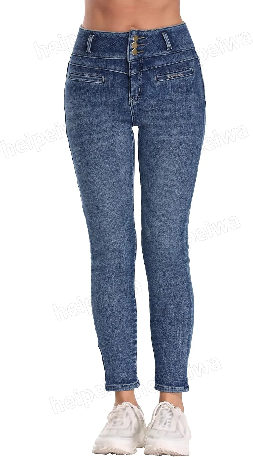 heipeiwa Women's Fleece Lined Jeans Winter Thermal Warm Denim Pants High Waisted Skinny Flannel Lined Jeans