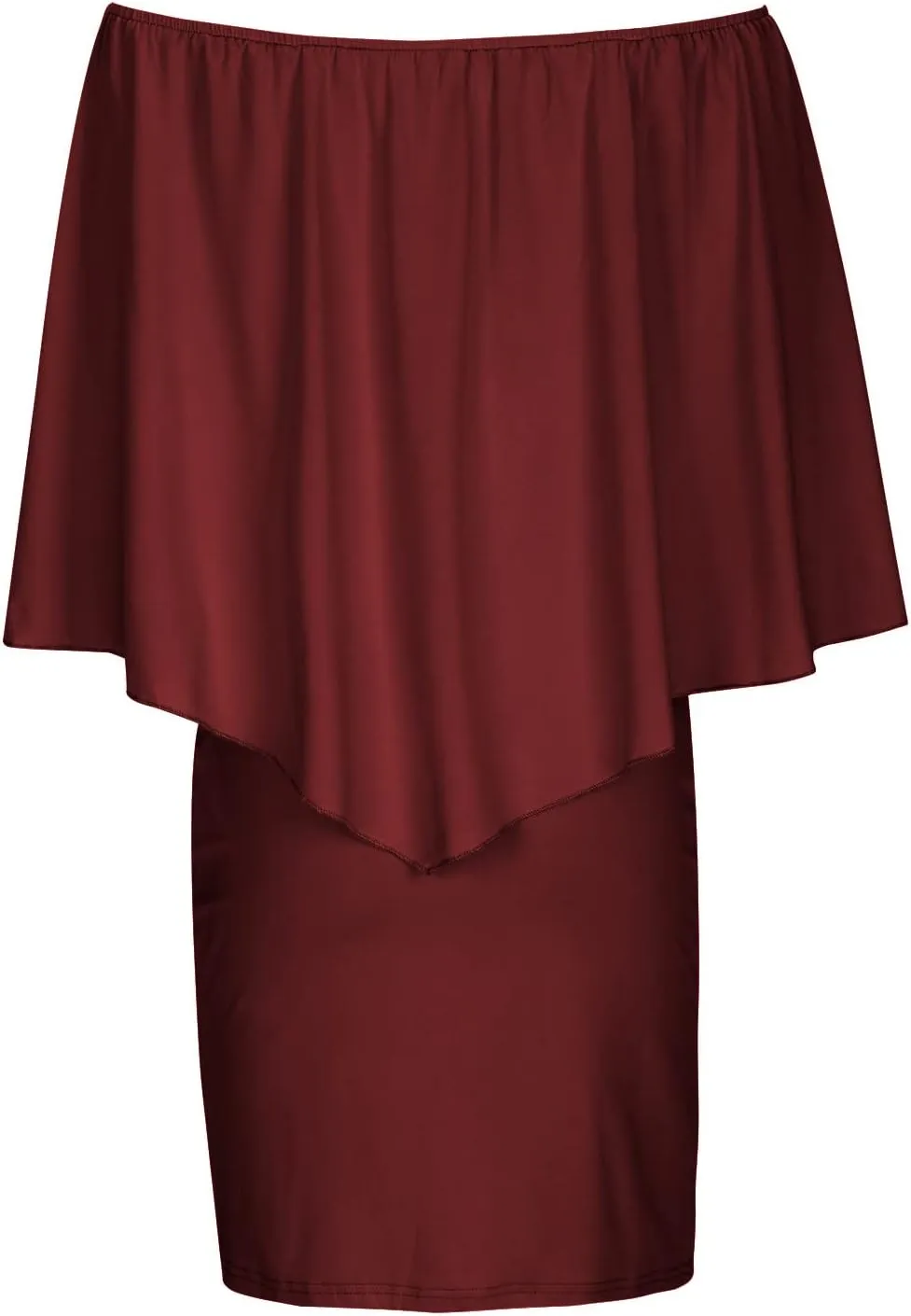 HGps8w Women Off Shoulder Ruffles Bodycon Mini Dress Elegant Flowy Cape Ruched Formal Business Cocktail Party Dresses